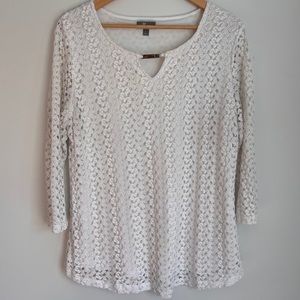 White Lace Blouse with Gold Accent